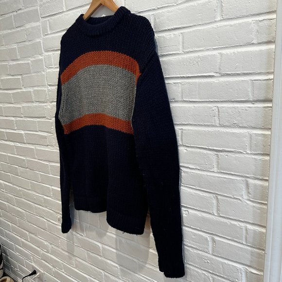 Vintage American Eagle Chunky Lamb Wool Fisherman Sweater Men's Medium - Picture 6 of 7